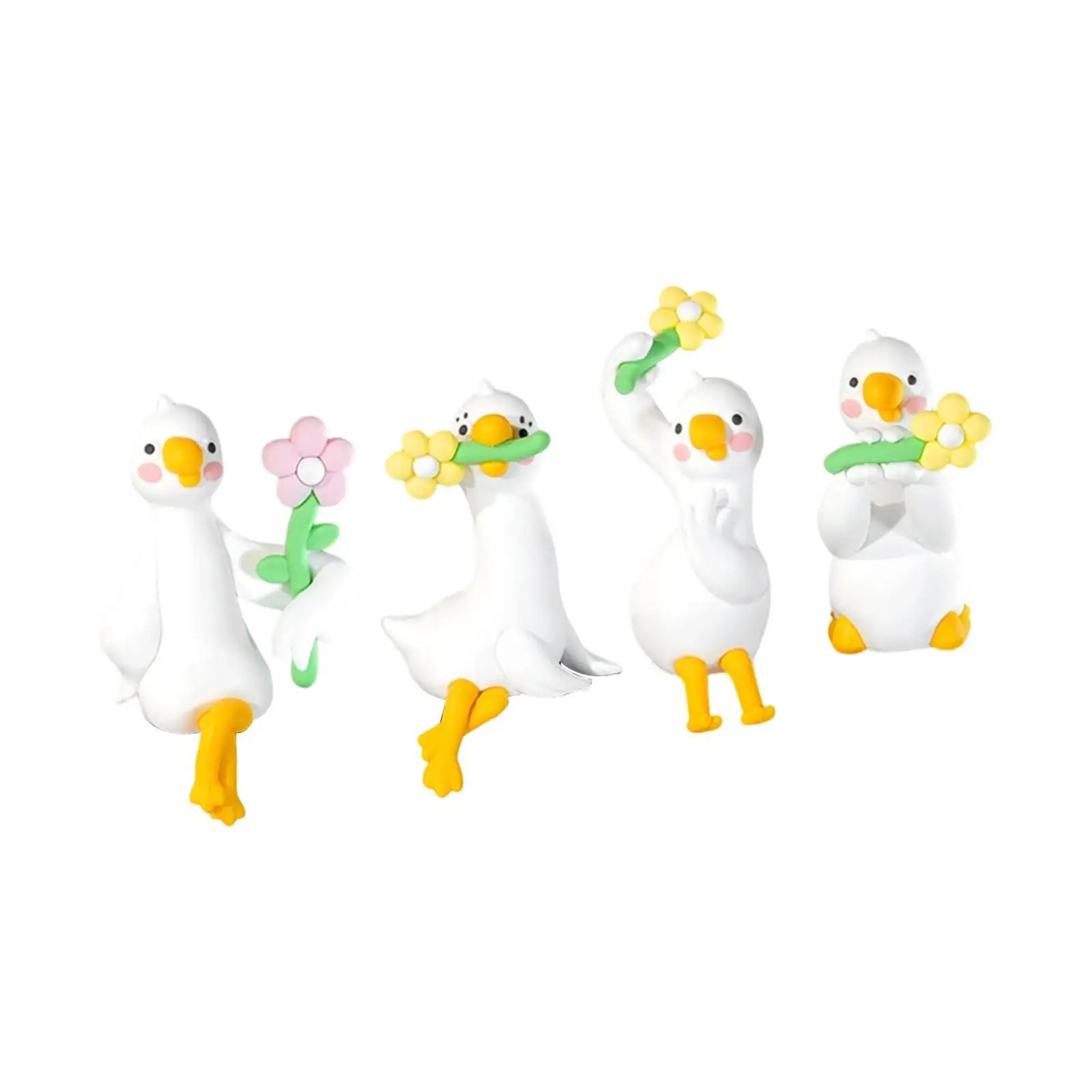 Mini Duck Figurines PVC Mini Decor Figures Small Ornaments for Desk Bedroom Bookshelf Office Gifts