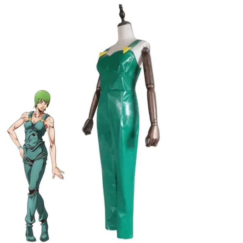 

CyAnime Jojo’S Bizarre Adventure Stone Ocean Foo Fighters F·F FF Cosplay Costume Green Jumpsuit Overall Hallowen Role Play Suit
