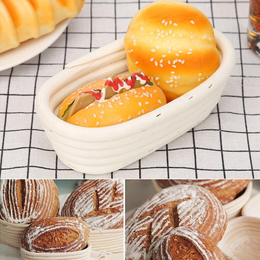 Rattan Bread Proofing Basket Bread Basket Oval Bread Fermentation Sourdough Banneton Baskets Bowl Woven Home Kitchen Gadgets