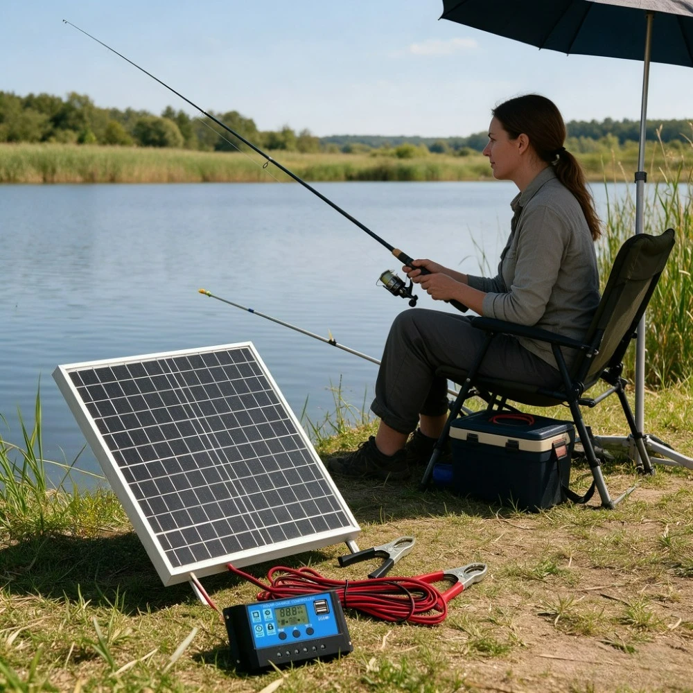 Camping Hiking Portable Off Grid Solar Kit 12W Monocrystalline Aluminum Solar Panel 12V Smart Charge Controller RV Boat Power