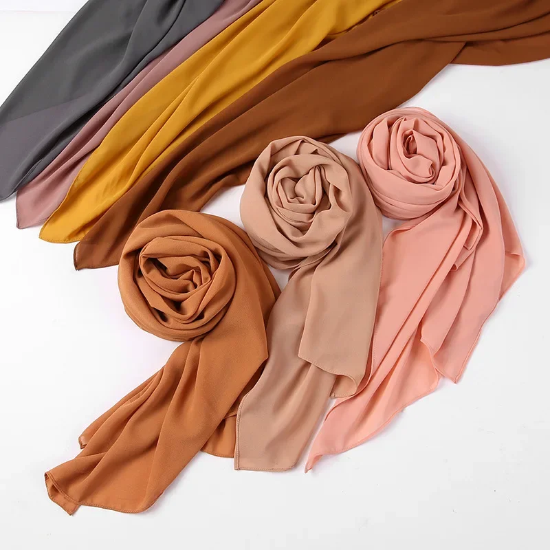 

Women Plain Bubble Chiffon Scarf Hijab Wrap Printe Solid Color Shawls Headband Women Hijabs Scarves Scarf 56 Colors