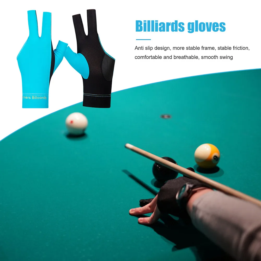 

1pc Billiard Gloves Antiskid Open Finger Snooker Billiards Gloves Smooth Soft Portable Lightweight Reusable Training Accessories