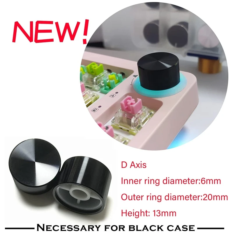 Liga de alumínio Knob teclado mecânico, botão potenciômetro, eixo D-Axis, adequado para TM680, KT68, GK68, 20x13mm, 1Pc