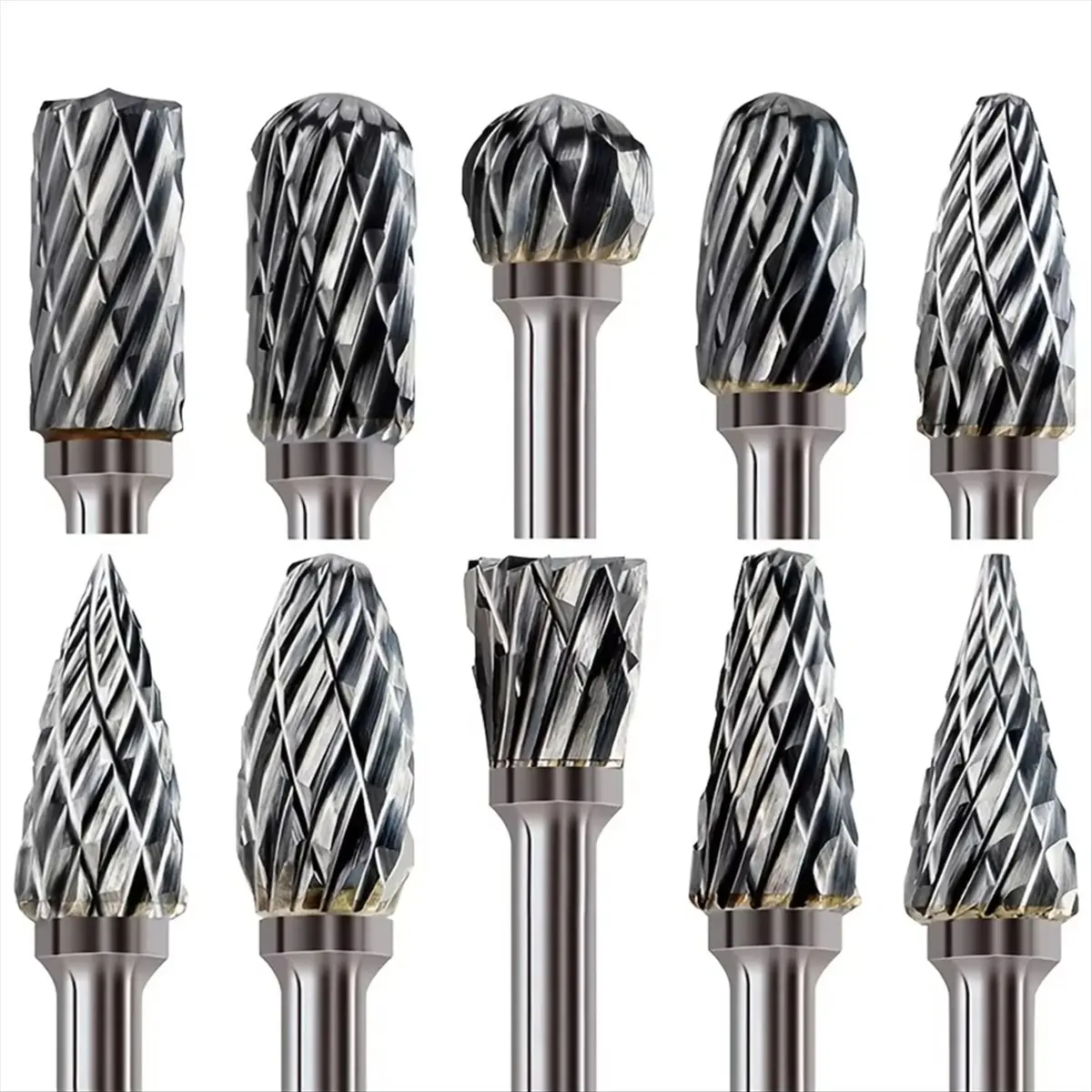 【Abrasives】 10pcs Grinding Bit Set for Deburring & Polishing - Dual-Cut, Rotary Tool Compatible