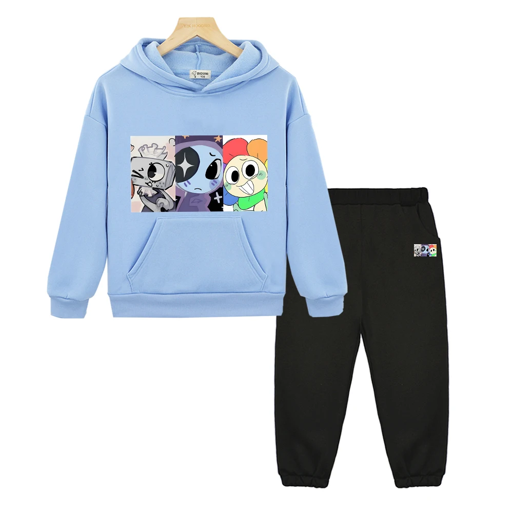 Dandys World 2pcs pullover+Pant boy girls Sports Hooded Sets anime hoodie Fleece sweatshirt Cartoon jacket kids boutique clothes