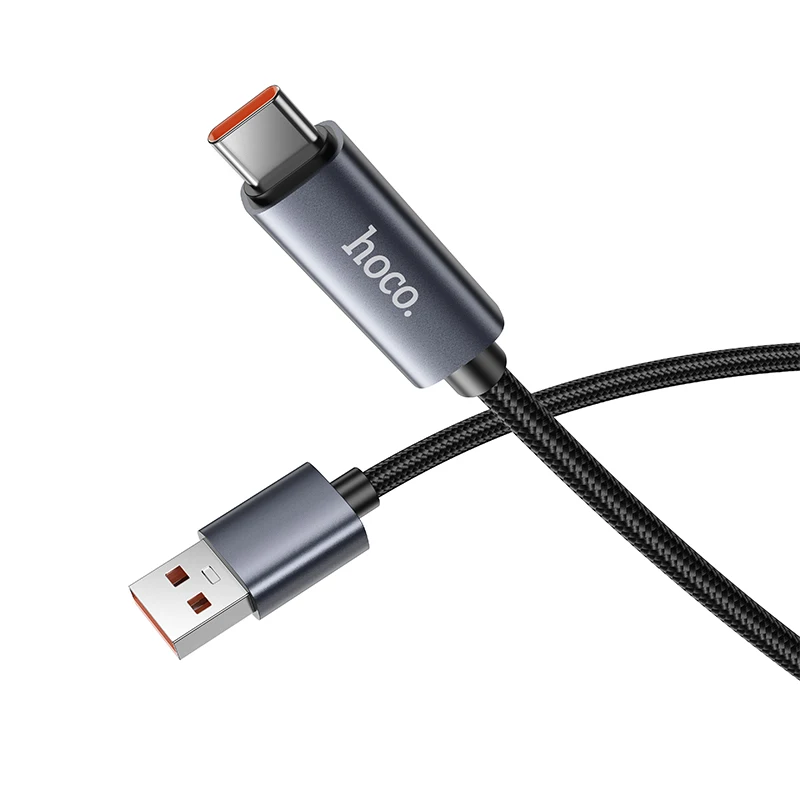 HOCO 5A USB A a tipo C Cable de carga rápida para teléfono iPhone 16/15 Pro Max pantalla Digital LED Cable de teléfono p