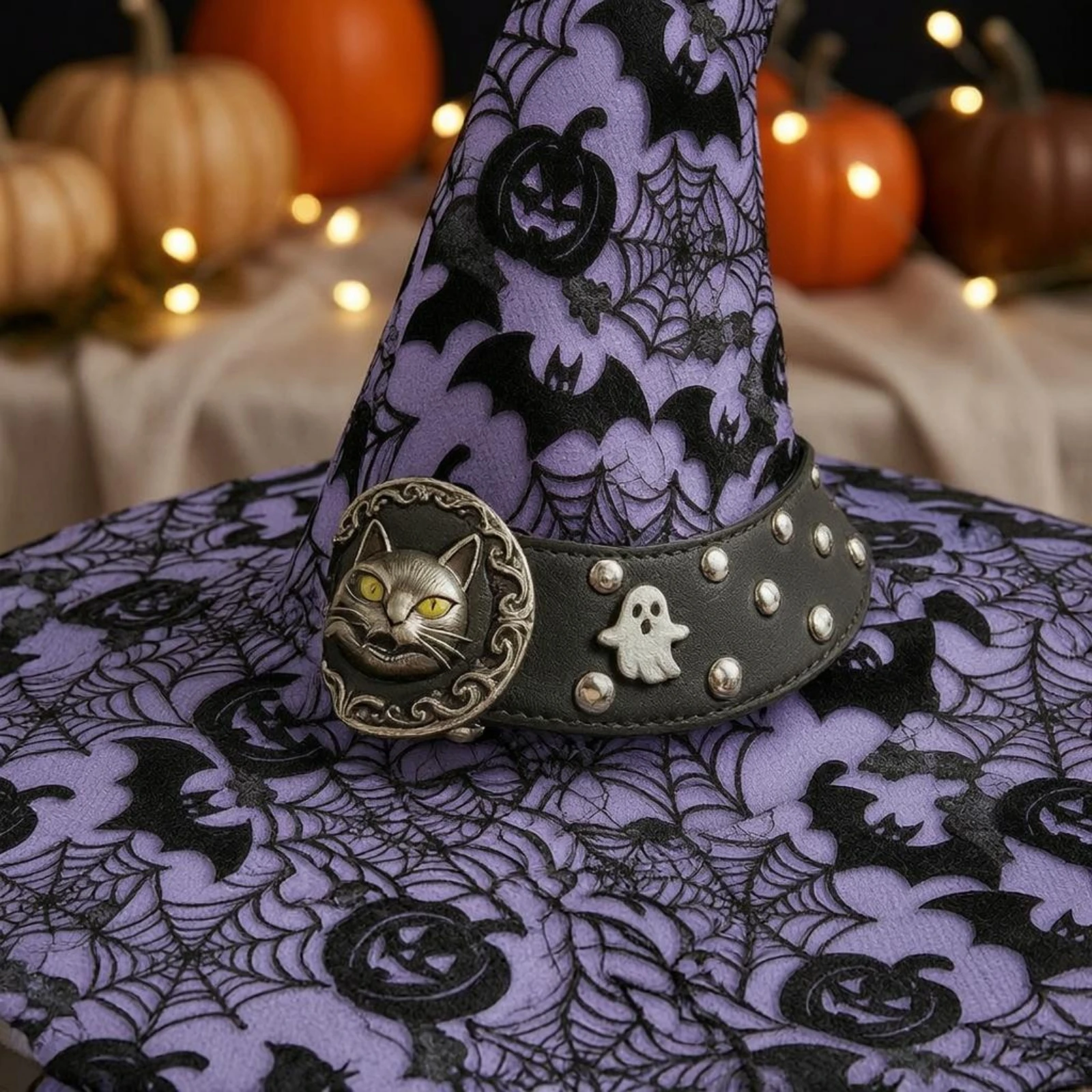 Halloween Witch Hat Ghost Charm Witch Hat Costume Accessory Sturdy Seasonal Wear Soft