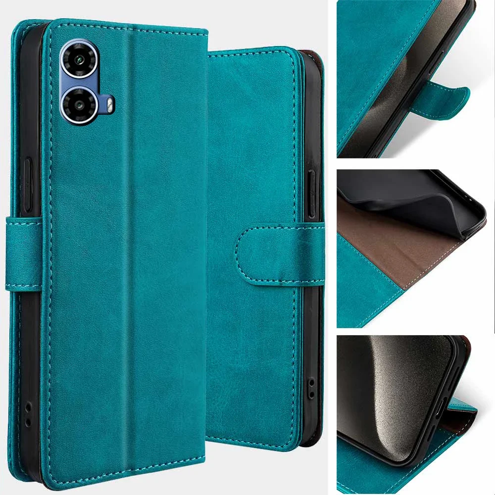 Moto G34 Protect Cover Leather Flip Wallet Case For Motorola G84 G34 G24 G14 G04 G54 5G Eur Edition Phone Bag With RFID Blocking