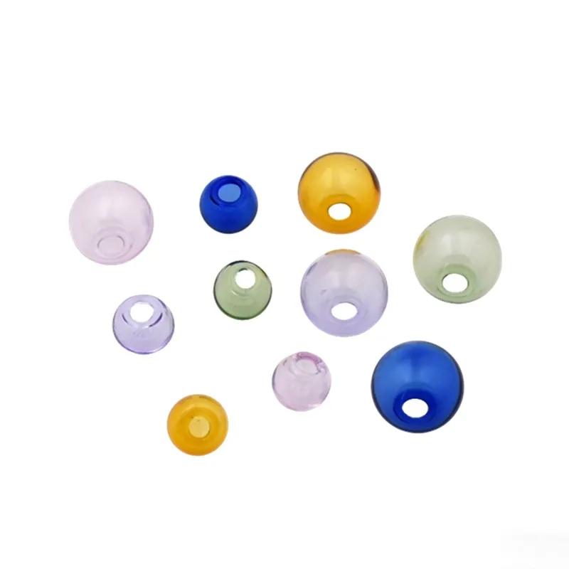 10pieces 8-16mm Hollow Color Glass Ball With Hole Globe Beads Orb Glass Bottle Vial Charms Jewelry Making Accessories Findings