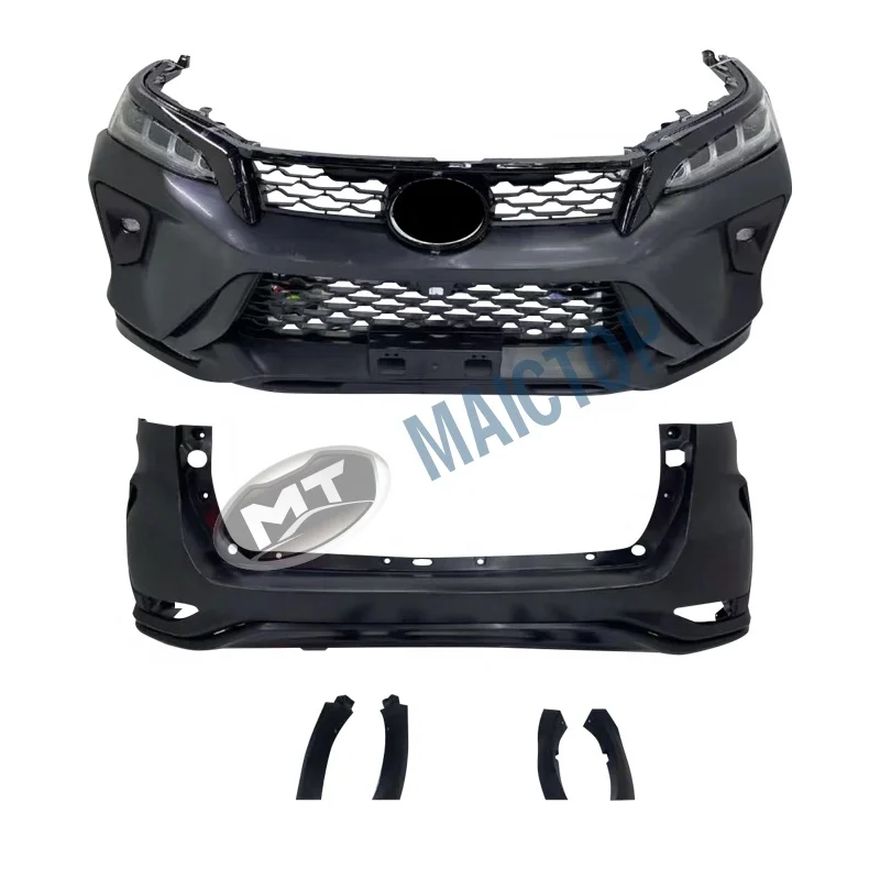 MAICTOP car accessoories body kit for fortuner 2016-2020 upgrade to 2021 legender facelift front bumper led headlight