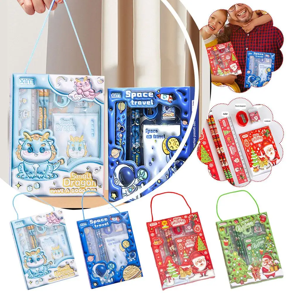 1 مجموعة الكرتون القرطاسية مجموعة بما في ذلك قلم رصاص دفتر حاكم ممحاة براية أقلام طالب اللوازم المدرسية القرطاسية الهدايا