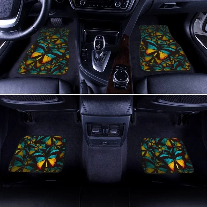 Butterfly Car Floor Mats Custom Morpho Butterfly Car Accessories 4PCs Pack