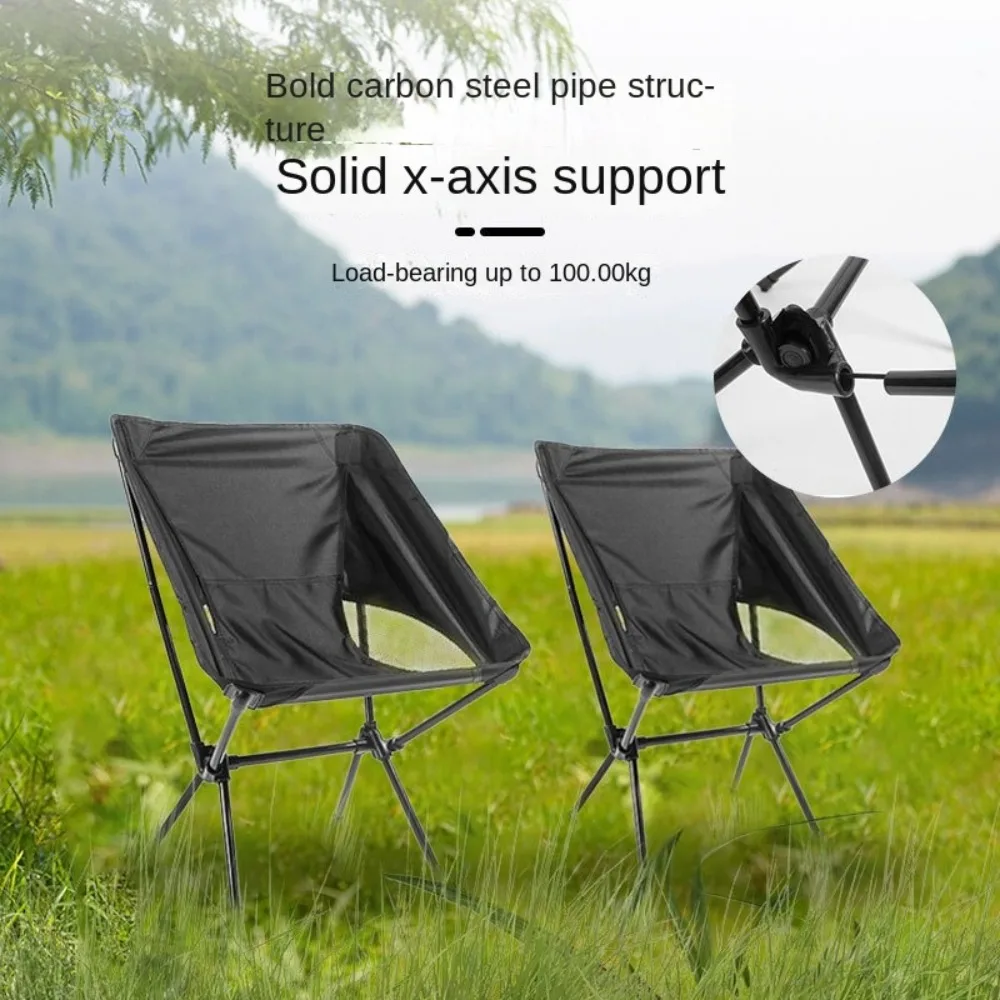 

Collapsible Foldable Camping Chair Wear-resistant Ultralight Fishing Folding Chair Breathable Backrest Moon Chair Outdoor