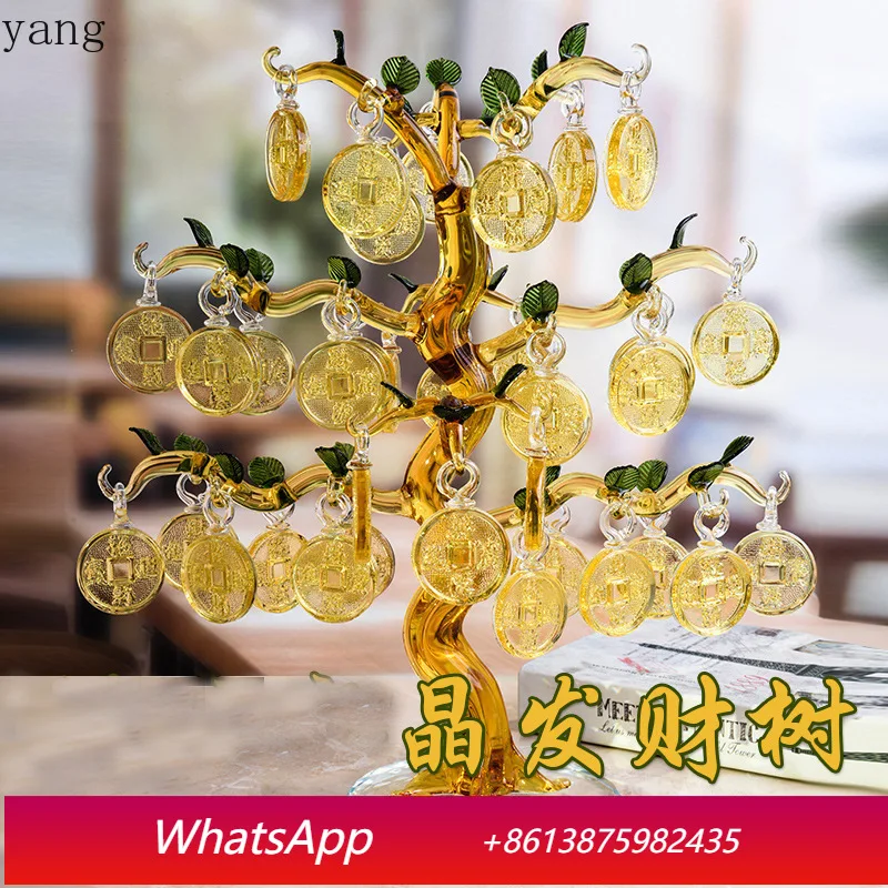 CX citrine fortune tree ornament crystal copper coin fortune tree office desktop decoration