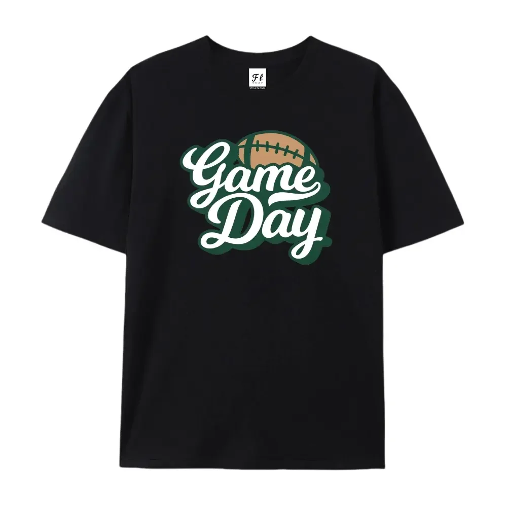 Women's Retro Game Day Graphic T-Shirt, a 100% Cotton Standard Fit Top for Football Spirit and Sunday Tailgates