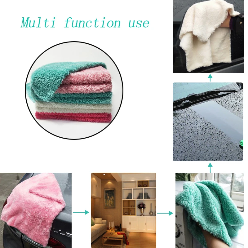 3/5/10pcs Car Wash Microfiber Towel 350GSM Car Drying Auto Detailing Cleaning Cloth Soft Coral Fiber Water Absorption Rag Tools