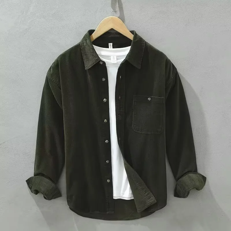 

Men's Casual Long Sve irt Spring Autumn New Sle Wear Resistant Dirt Proof Pure Color Loose Fit irt Coat for Youth