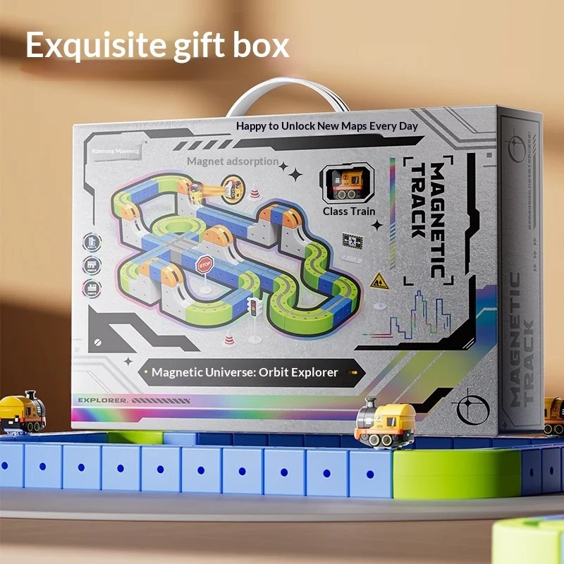 

Модернизированный магнитный антигравитационный набор треков «сделай сам», английская подарочная коробка, упаковка-стломок Монтессори, развивающие строительные игрушки, подарок для детей