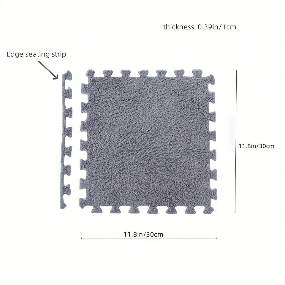 12 قطعة من حصيرة الزحف القطيفة ذات اللون الصلب - حصيرة EVA ناعمة وغير قابلة للانزلاق، مناسبة لغرفة النوم وغرفة المعيشة والديكور المنزلي