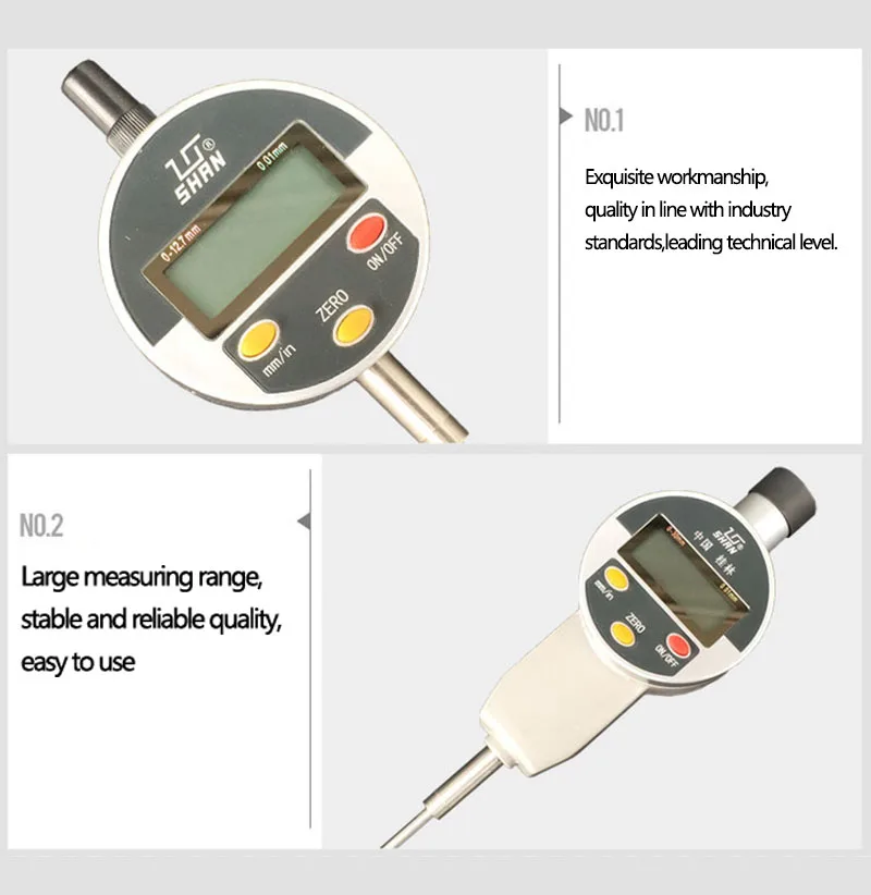 SHAN brand 0-50/30/12.7/10mm Digital Indicator dgital dial indicator 50mm large distance electronic indicator 50mm indicator