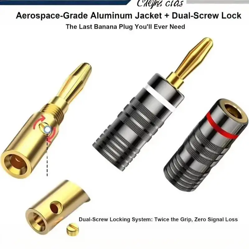 Gold Plated OFC Banana Plug Connectors Hifi Speaker Terminal Adapters For  Video lifiers