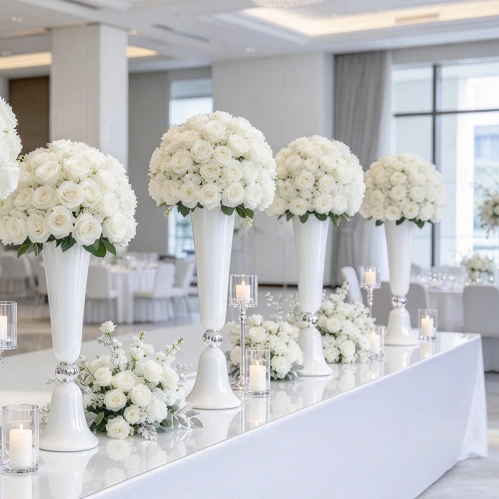 10pcs) 80-100cm  metal cylinder shape trumpet wedding table center piece gold vase flower stand