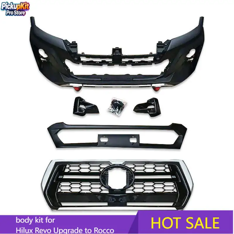 

Комплект для модификации кузова автомобиля Hilux Revo: обновление до бампера и решетки радиатора Rocco, включая капот