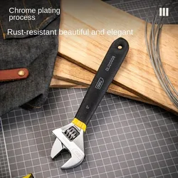 Adjustable Wrench Universal Spanner Dip Plastic Carbon Steel Mechanical Workshop Hand Repair Tools Car Bicycle Wrench