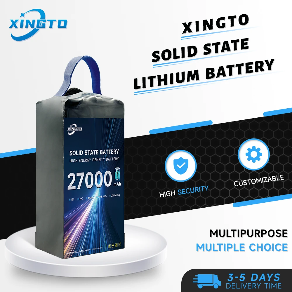 

Customized 12s 44.4v 27000mah 270wh/kg Semi Solid State Lithium Ion Batteries for Drone