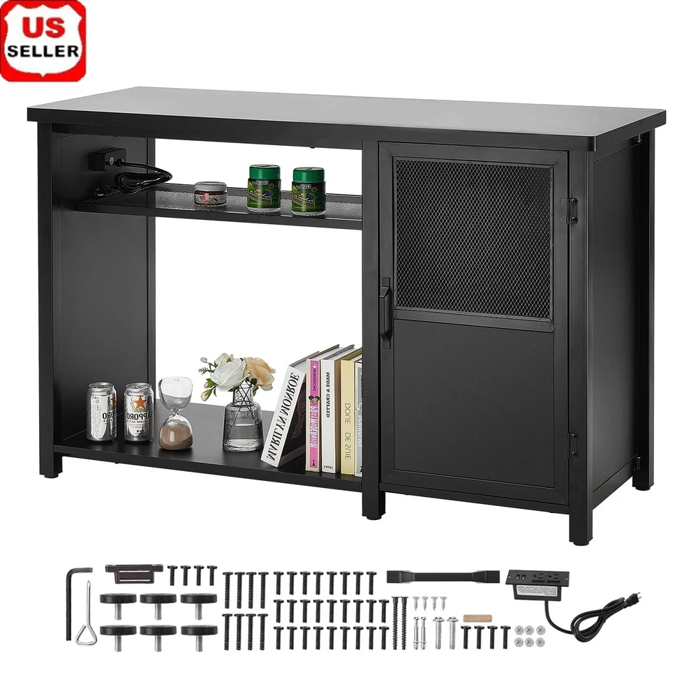

75 Gallon Aquarium Stand Durable MDF Steel Frame with Power Outlet Storage Fish Tank Accessories Easy Installation