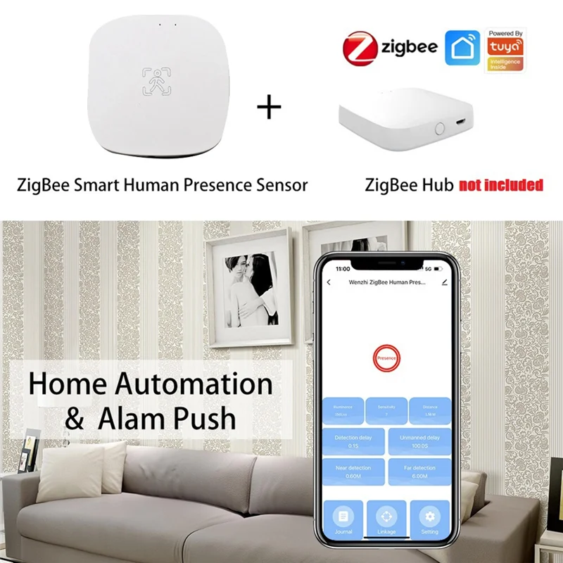 Tuya ZigBee mmWave sensore di presenza umana con luminanza rilevamento Radar a microonde sensore di movimento PIR montaggio a parete