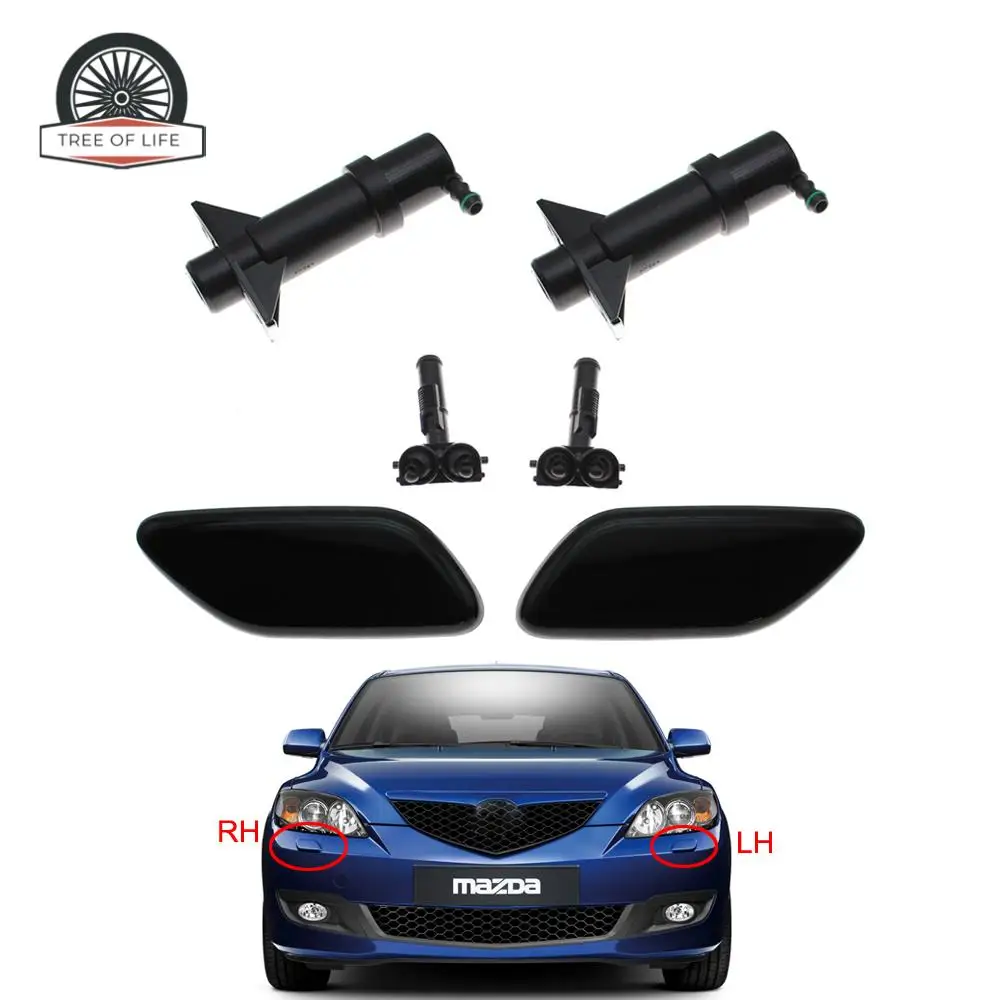 BP4K518H1B BS3F518H2A86 For Mazda 3 BK 2003-2008 Front Bumper Headlight Washer Cover Cap + Head Lamp Washer Nozzle Spray Jet