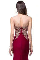 BABYONLINE Women's Lace Applique Long Formal Mermaid Evening Prom Dresses 6