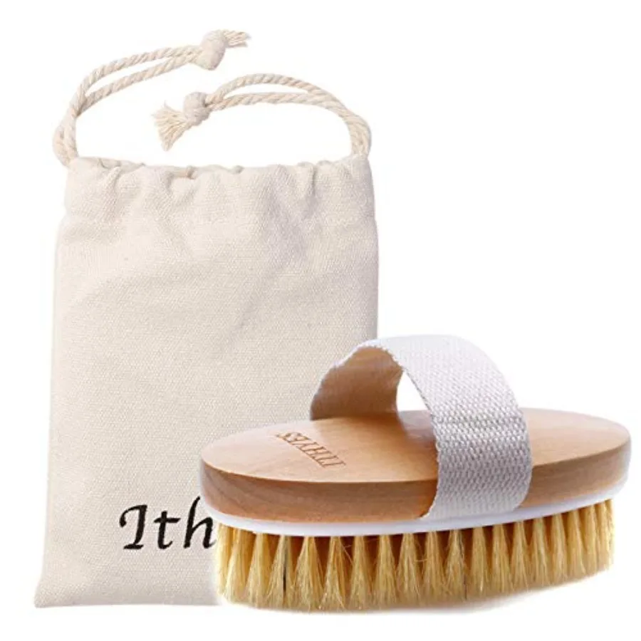 Dry Brushing Body Brush Exfoliating Brush Natural Bristle Bath Brush for Remove Dead Skin Toxins Cellulite, Treatment, Improves