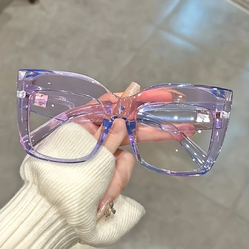 Stylish Jelly Color Cat Eye Glasses - Clear Lens Party Favors Decorative Spectacles Fashionable Accessory for Any Occasion