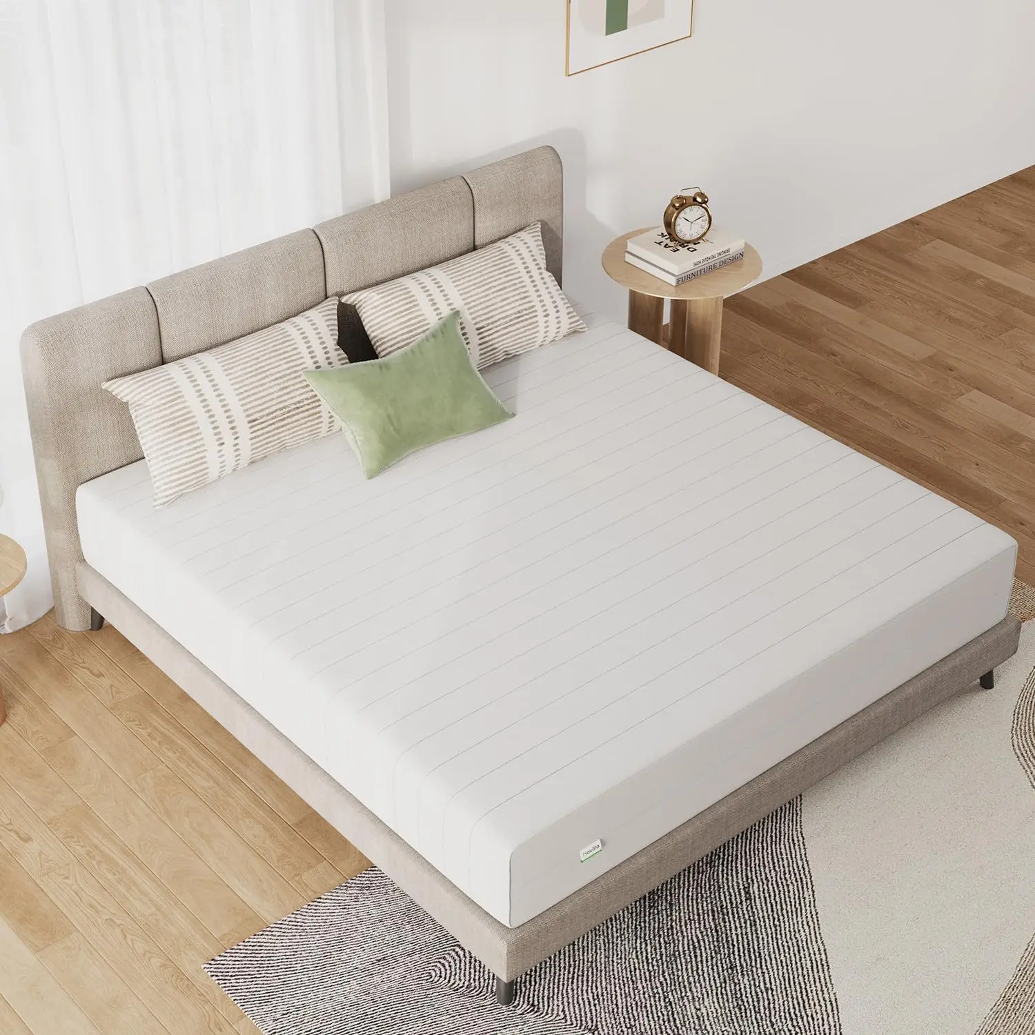 مرتبة كينج مقاس 12 بوصة مرتبة نوم مزدوجة الجانب مقاس كينج مع غطاء قماش قابل للتنفس للمرتبة القابلة للطي على الجانب الخلفي