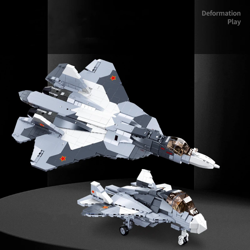 Sluban Building Block Toys Morden Military B0986 SU-57 Fighter 893PCS Bricks Airplane Fighter Jet Compatbile With Leading Brands