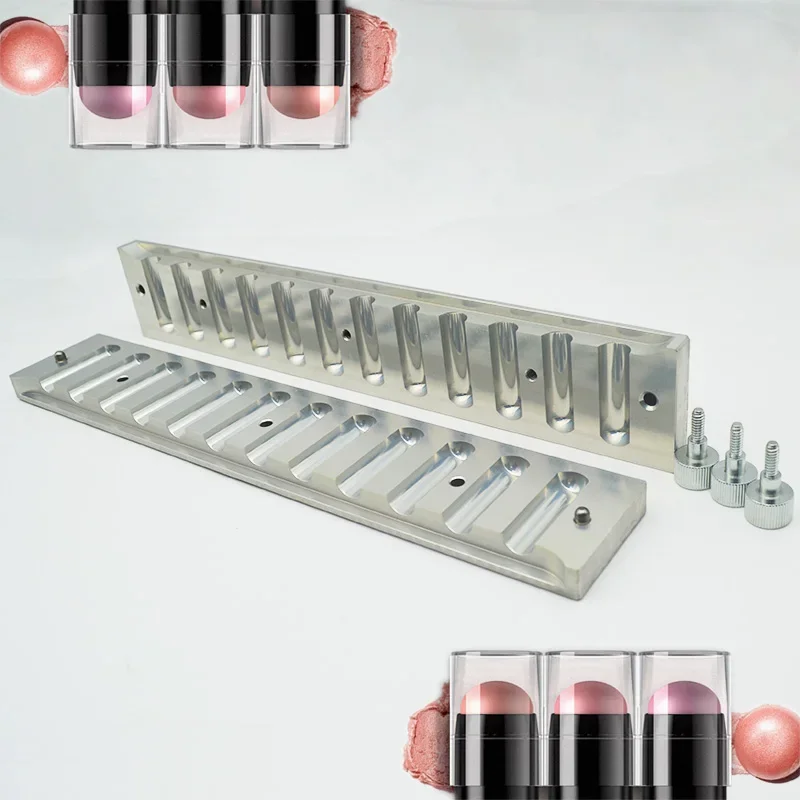Custom Logo Lip Balm Aluminium Mould Shape 12 Cavities DIY Filling Mould Lipstick Making Size Mold Aluminum Lipstick Crayon Mold