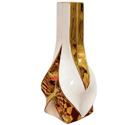 Porcelain Large White Retro Vase Light Luxury Gold Hydroponic Home Living Room Decoration Creative Flower Arrangement Pieces