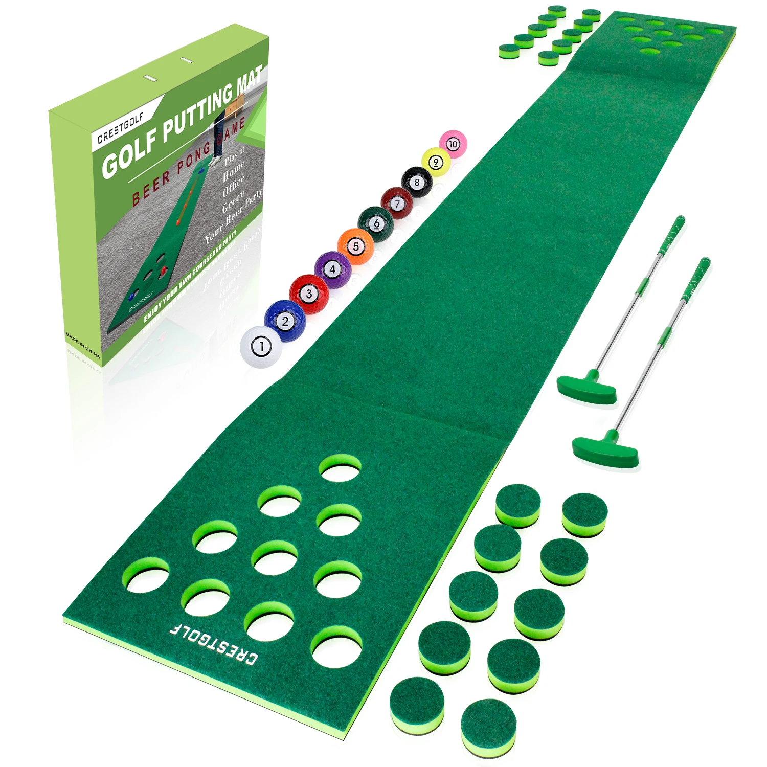 Crestgolf Practice Golf Putting Mat Indoor Outdoor 20 Holes Training Pad Supplies For Golf Putting Green Game