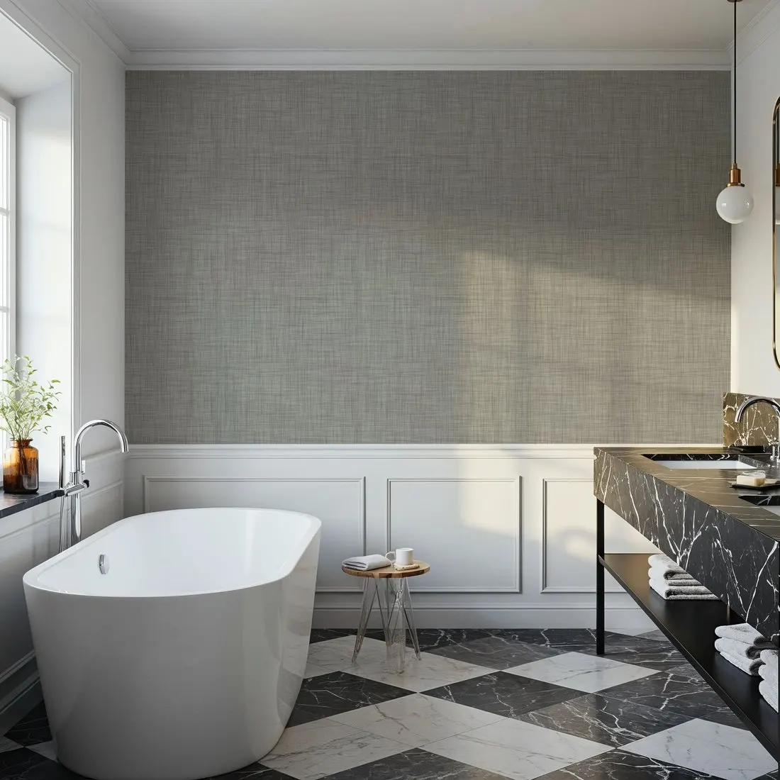 Custom Mottled Linen Effect Cloud Grey Celestial Wallpaper Made to Measure Wall Mural