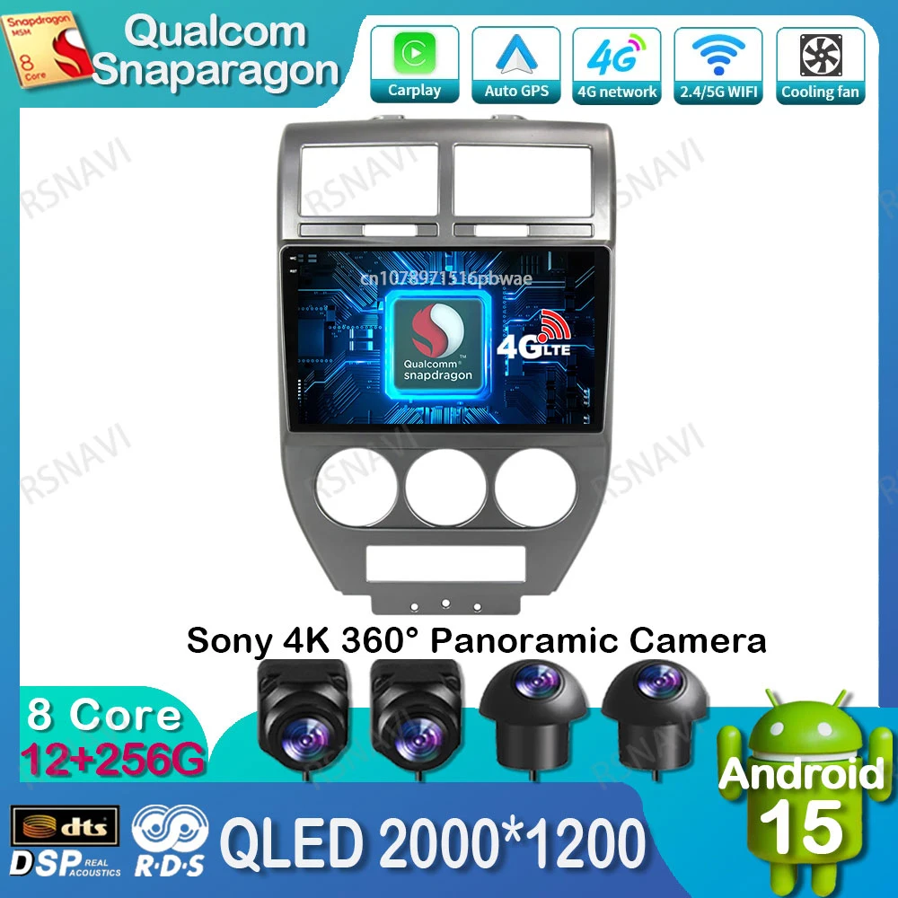 

Android 15 Car Radio For Dodge Caliber Jeep Compass 1 MK Patriot 2006 - 2010 DVD Head Unit Qualcomm Viedo Player GPS QLED