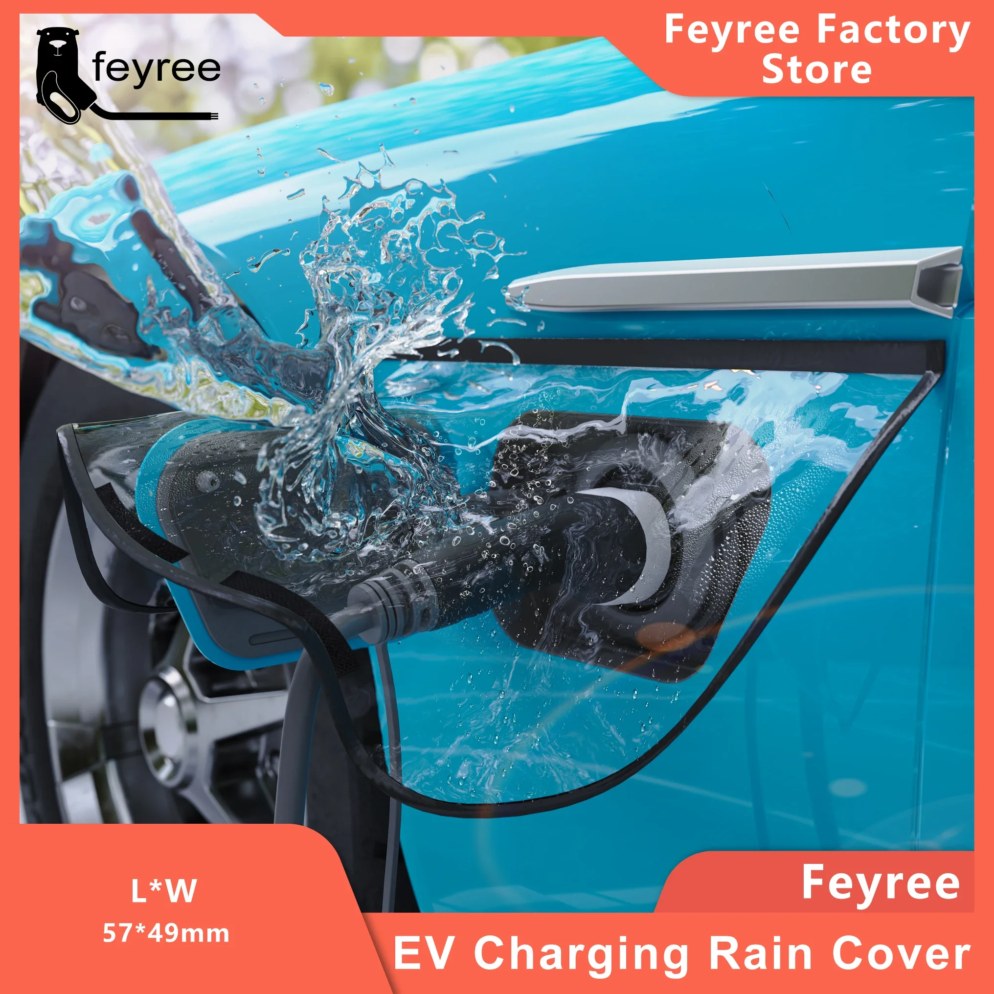 feyree Electric Vehicle Charger Port Cover Outdoor Rainproof Protection Dustproof Covers for Tesla Model 3 Y SUV Car Accessories