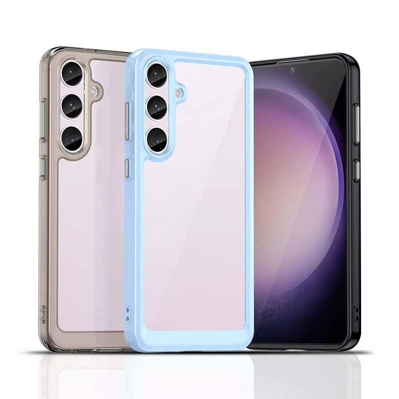 For Samsung Galaxy S24 Clear Case Samsung Galaxy S24 Plus Cover Funda Coque Hard Translucent Soft Edge Back Case Samsung S24