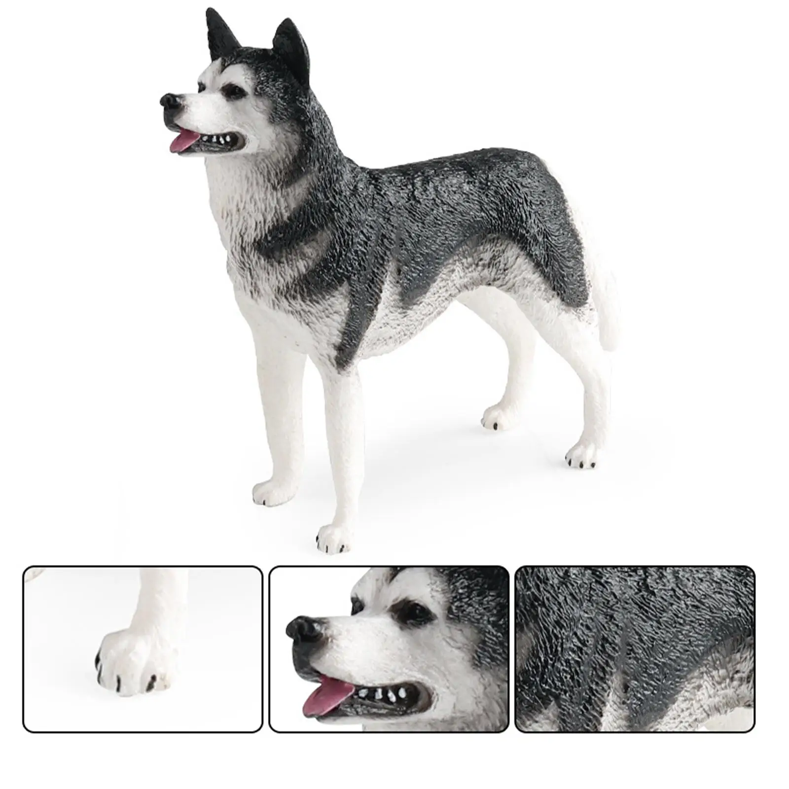 Realistic Husky Dog Figurine ABS Plastic Animal Toy Collectible Desktop Statue for Home Decor Educational Gift