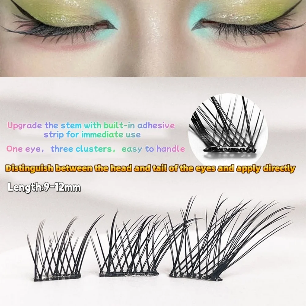علبة واحدة من الرموش اللاصقة الحرة، 144 مجموعة من الرموش الصناعية ذاتية اللصق، رموش صناعية عين القطة، 10-12 مم ذاتية التمديد #6