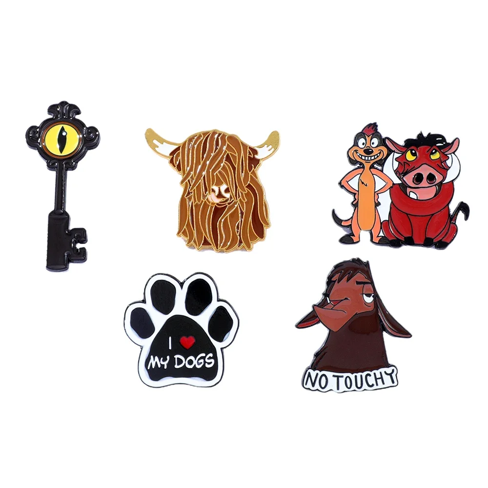

5 Pcs New popular item Funny Animal Cartoon Brooch Enamel Pin Backpack Clothing Jewelry Metal Badge Decoration Accessories Gift