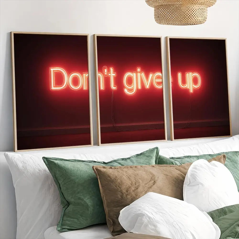 Don't Give Up Motivational Quote Painting Calligraphy Canvas Poster Set Wall Art Print for Living Room Bedroom Home Modern Decor
