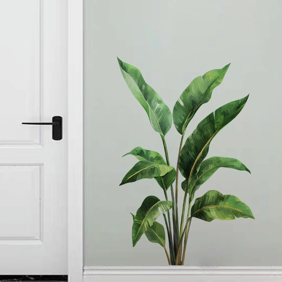 Realistic Green Plant Wall Sticker 3D Vivid Leaf Decal Easy Peel And Stick For Home Office Bedroom Wall Art Decals