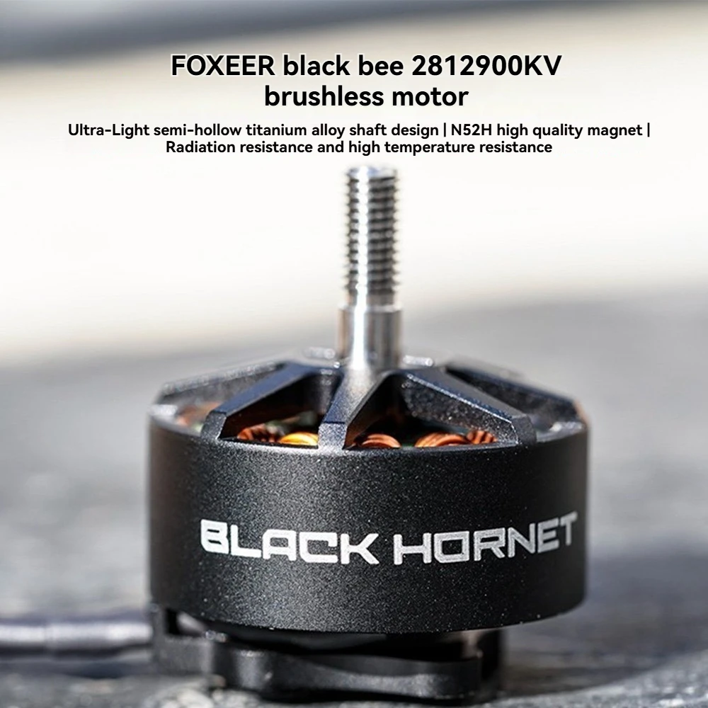 มอเตอร์ไร้แปรงถ่าน Fox Black Hornet 2812 900KV พร้อมใบพัดขนาด 789 นิ้ว สำหรับโดรนแข่ง FPV แบบฟรีสไตล์ ควบคุมระยะไกล ประสิทธิภาพสูง